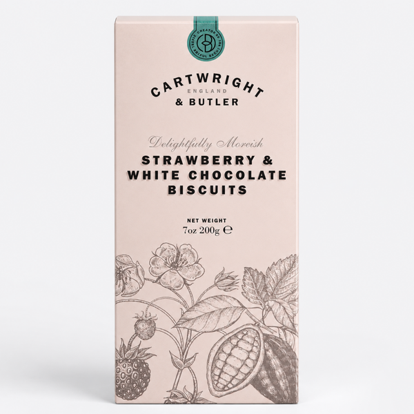Cartwright & Butler Strawberry and White Chocolate Biscuits in Carton 200g