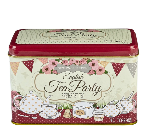 New English Teas English Tea Party Tea Tin Red (40 Breakfast Teabags)