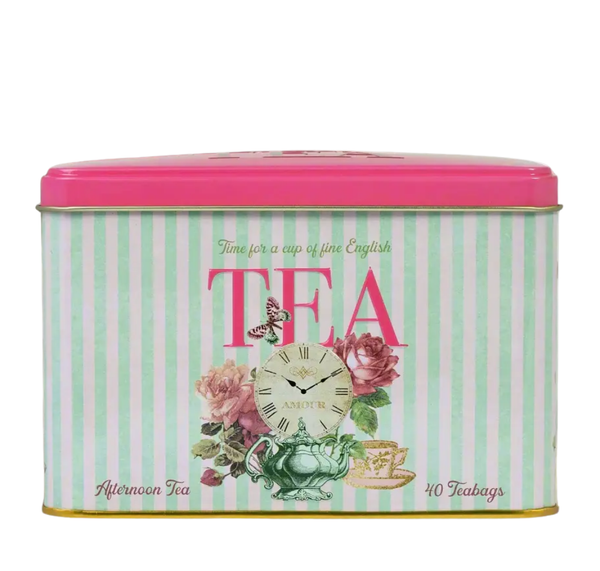 New English Teas Time For Tea Classic Tea Tin Pink (40 Afternoon Teabags)