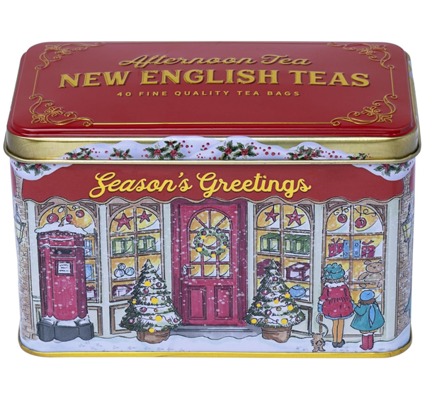 New English Teas Season's Greetings Gift Shop Tea Tin with 40 English Afternoon Tea