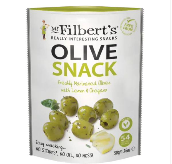 Mr Filberts Green Olives with Lemon & Oregano 50g