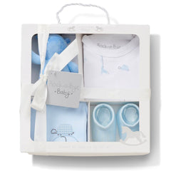 4 Piece Sky Blue Luxury Baby Gift Set (Baby Boy)