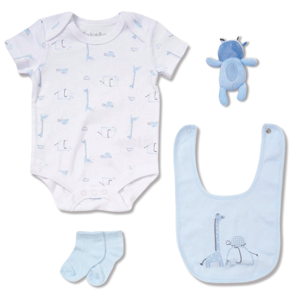 4 Piece Sky Blue Luxury Baby Gift Set (Baby Boy)