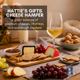 Cheese and snack hamper with crackers, chutneys, and wax truckles
