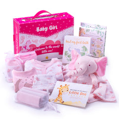 Baby Girl Gift Set - 10 Piece Set Elephant Theme (Newborn - 6 Months)