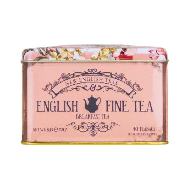 New English Teas Vintage Floral Tea Tin - English Breakfast - Blush