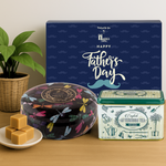 Close-up feature of English Garden tea tin paired with Gardiners of Scotland clotted cream fudge